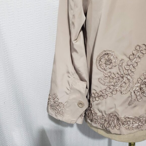 NWT Vtg Nikki Valenti Beige Silky Embroidered Jacket Blazer S $168 - Picture 5 of 13